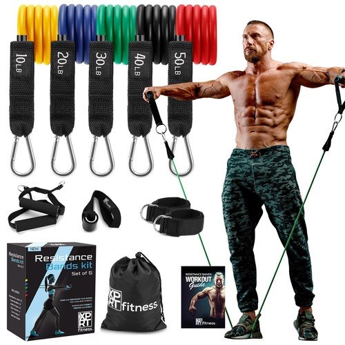 Buy XPRT Fitness 11-Piece Resistance Bands Set 150LB - Ultimate Home Gym Kit – Best Price & Deal