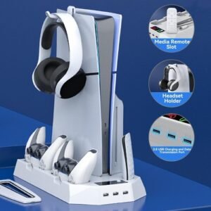 Buy PS5 Slim Stand Cooling Fan,PS5 Controller Charging Station for Sony Playstation5 – Best Price & Deal