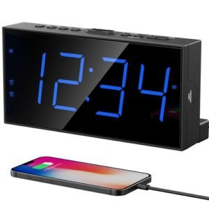 Buy Digital Dual Alarm Clock Large Display Bedside Clock USB Phone Charger Loud LED – Best Price & Deal