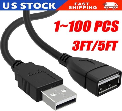 Buy High-Speed USB-USB Extension Cable USB 2.0 Adapter Extender Cord Male/Female LOT – Best Price & Deal