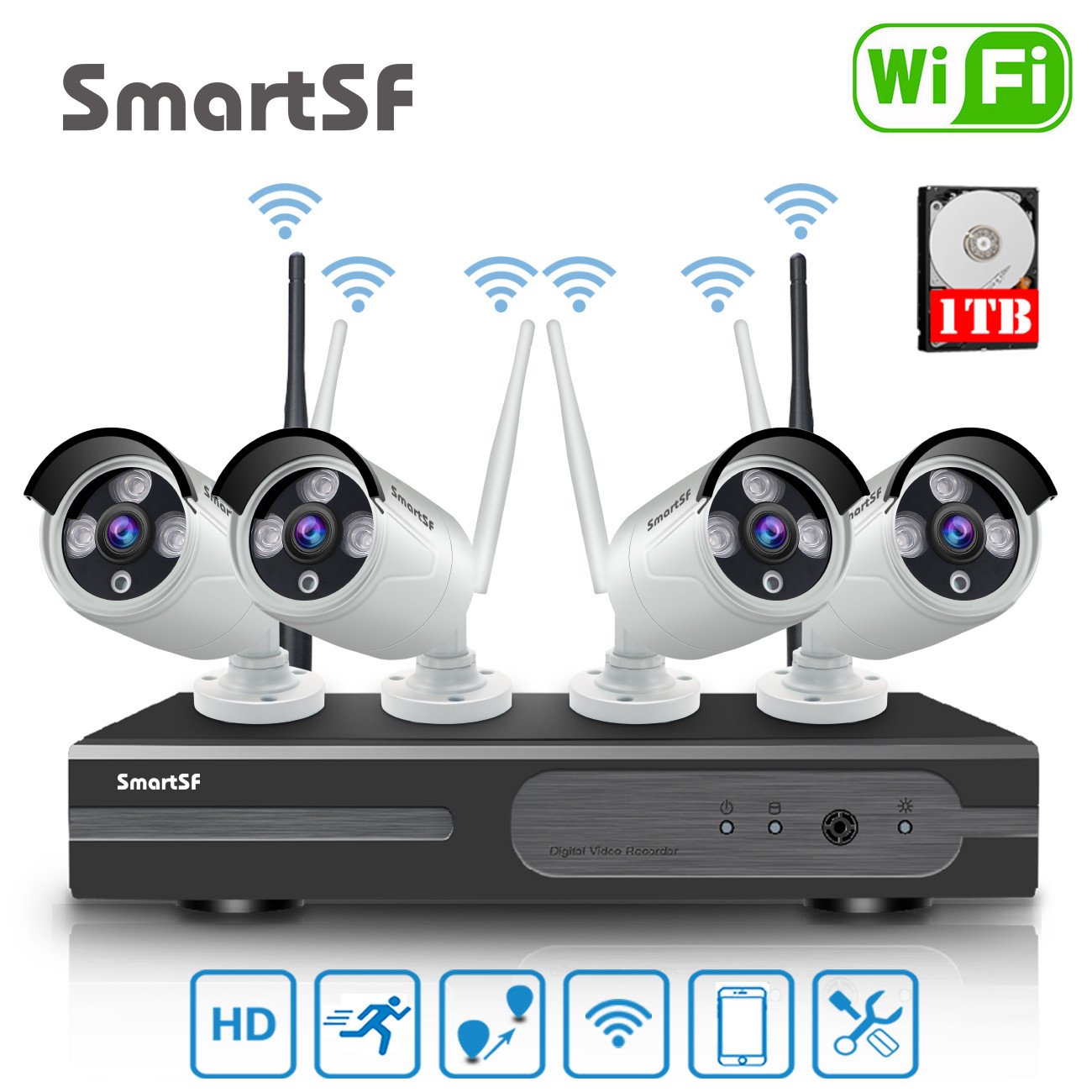 Buy SmartSF Security Camera System Outdoor Wireless Audio Wifi Home CCTV 3MP 10CHNVR – Best Price & Deal