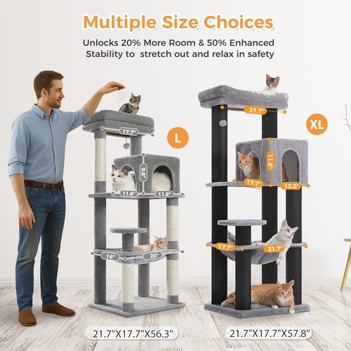 Buy PAWZ Road XL Cat Tree Tower for Large Cats (30lb) with Thick Scratching Post Toy – Best Price & Deal - Image 14