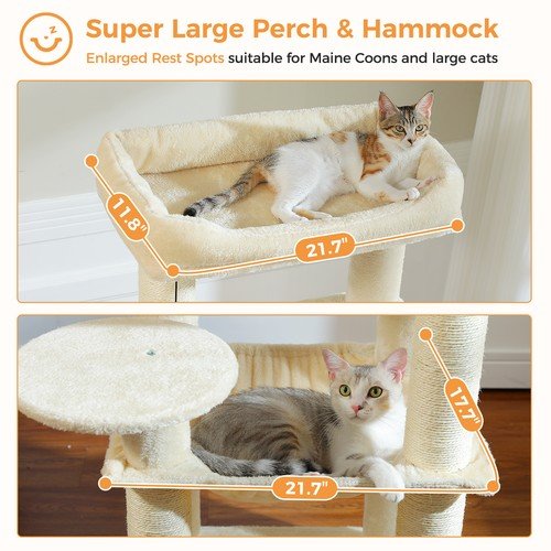 Buy PAWZ Road XL Cat Tree Tower for Large Cats (30lb) with Thick Scratching Post Toy – Best Price & Deal - Image 19