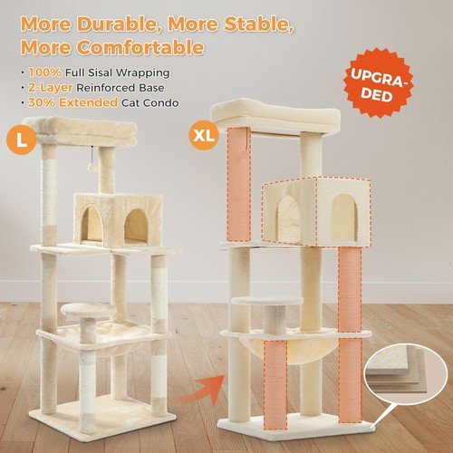 Buy PAWZ Road XL Cat Tree Tower for Large Cats (30lb) with Thick Scratching Post Toy – Best Price & Deal - Image 21