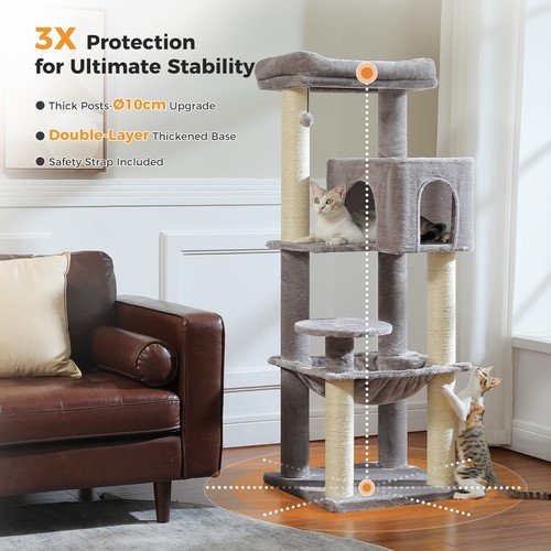 Buy PAWZ Road XL Cat Tree Tower for Large Cats (30lb) with Thick Scratching Post Toy – Best Price & Deal - Image 30