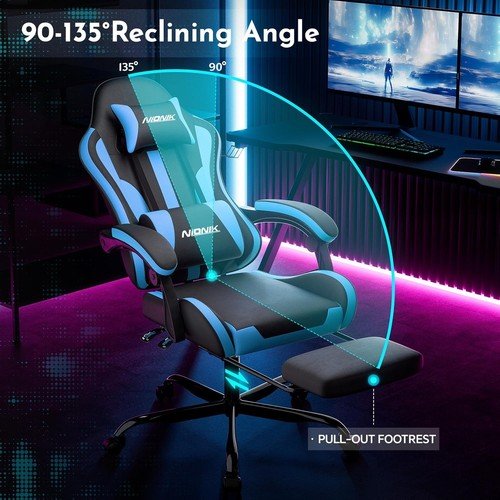 Buy Gaming Chair Ergonomic Computer Chair with Footrest and Lumbar Support PC Chair – Best Price & Deal - Image 19