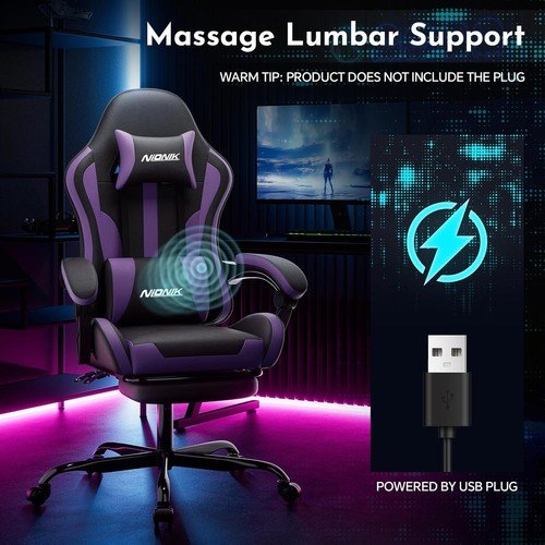 Buy Gaming Chair Ergonomic Computer Chair with Footrest and Lumbar Support PC Chair – Best Price & Deal - Image 45
