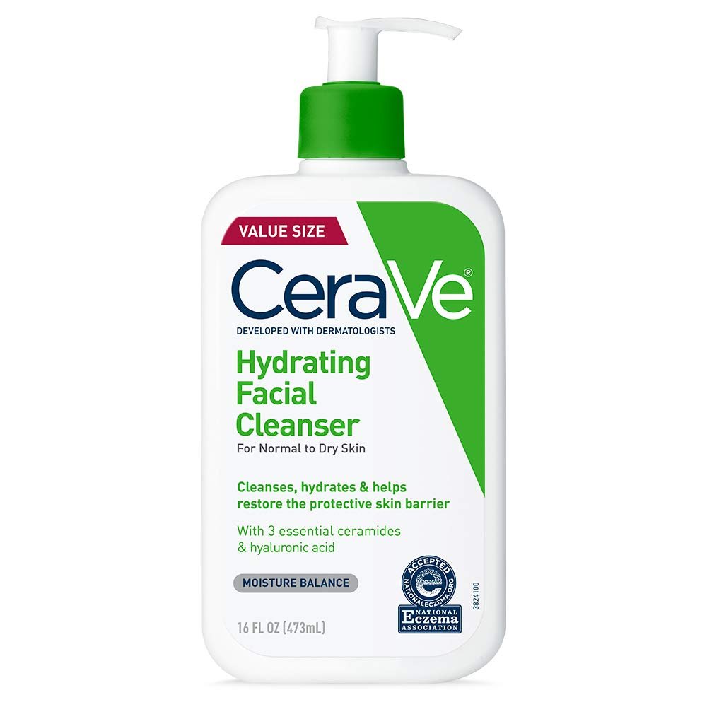 CeraVe Hydrating Facial Cleanser, Moisturizing Face Wash For Dry Skin, Hyaluronic Acid + Ceramides + Glycerin, Hydrating Cleanser For Normal To Dry Skin, National Eczema Association Certified - Image 2