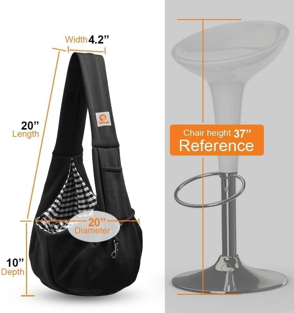 Tomkas Small Dog Sling Carrier - Classic Pocket & Classic Strap - Wrap Carrier - for 3-10 lbs Pets(Black) - Image 8