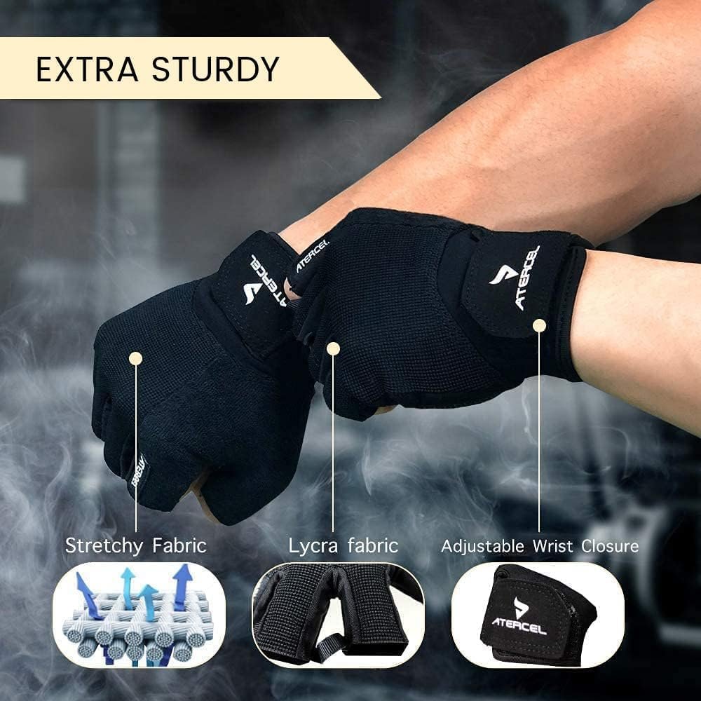 ATERCEL Workout Gloves for Men and Women, Exercise Gloves for Weight Lifting, Cycling, Gym, Training, Breathable and Snug fit - Image 3