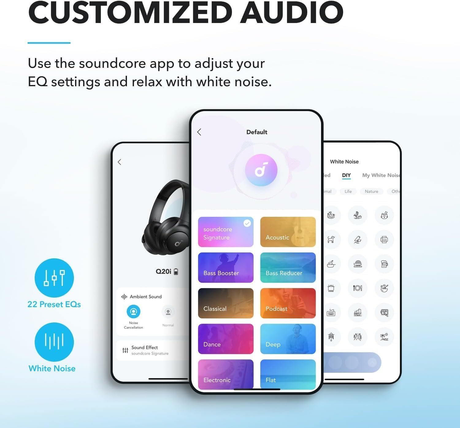 Soundcore by Anker Q20i Hybrid Active Noise Cancelling Headphones, Wireless Over-Ear Bluetooth, 40H Long ANC Playtime, Hi-Res Audio, Big Bass, Customize via an App, Transparency Mode - Image 5