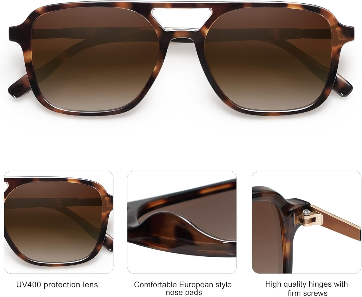 SOJOS Retro Aviator Sunglasses for Women Men,Trendy Rectangle Womens Mens Shades Sun Glasses SJ2202 - Image 7