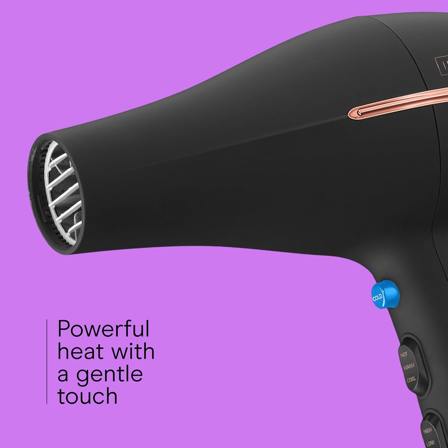 INFINITI PRO by CONAIR Hair Dryer, 1875W Blow Dryer with Diffuser and Concentrator, Ceramic Technology, 3 Heat & 2 Speed Settings, Cold Shot Button, Black - Image 4