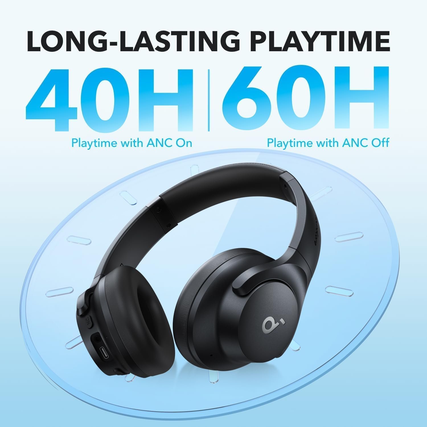 Soundcore by Anker Q20i Hybrid Active Noise Cancelling Headphones, Wireless Over-Ear Bluetooth, 40H Long ANC Playtime, Hi-Res Audio, Big Bass, Customize via an App, Transparency Mode - Image 6