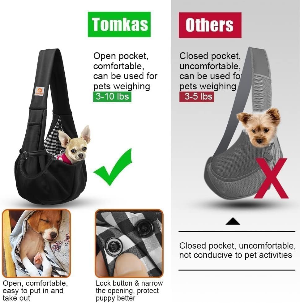 Tomkas Small Dog Sling Carrier - Classic Pocket & Classic Strap - Wrap Carrier - for 3-10 lbs Pets(Black) - Image 9