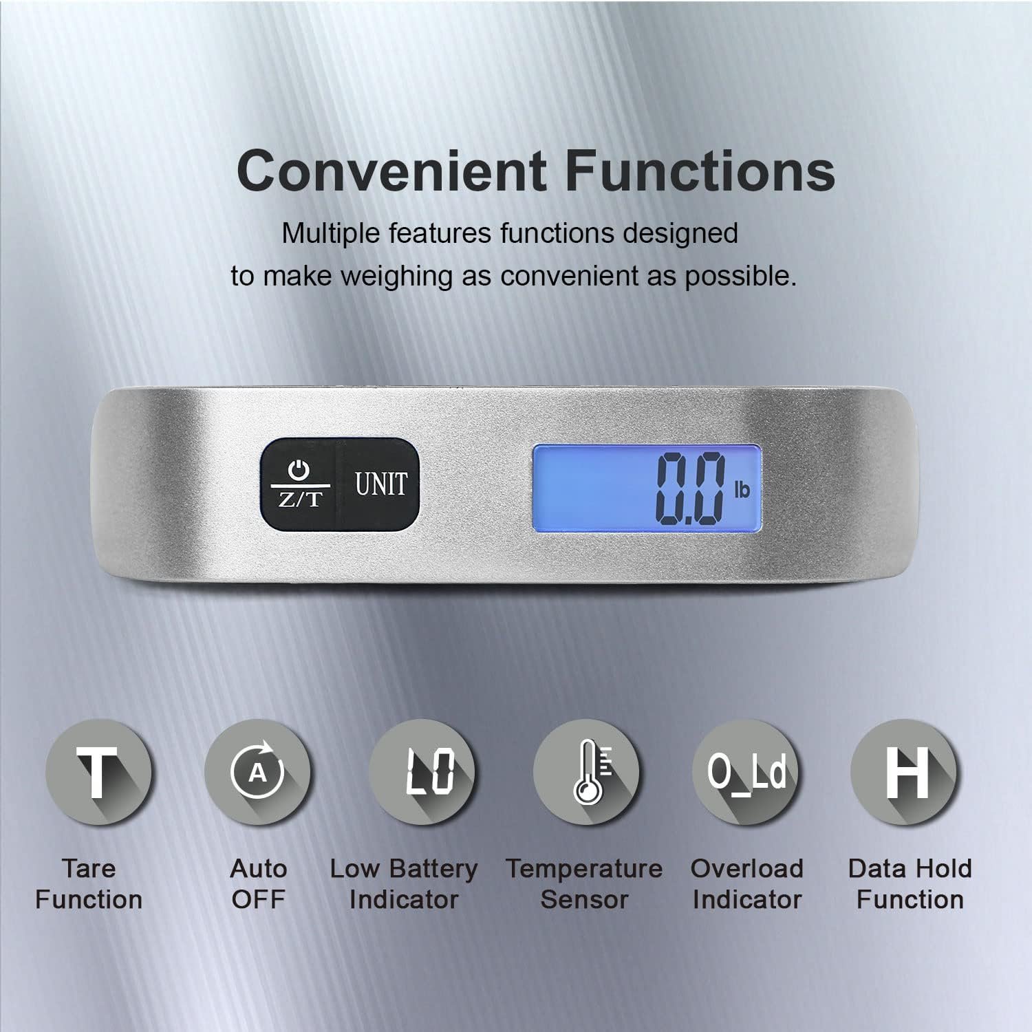 travel inspira Luggage Scale, Portable Digital Hanging Baggage Scale for Travel, Suitcase Weight Scale with Rubber Paint, 110 Pounds, Battery Included - Image 3