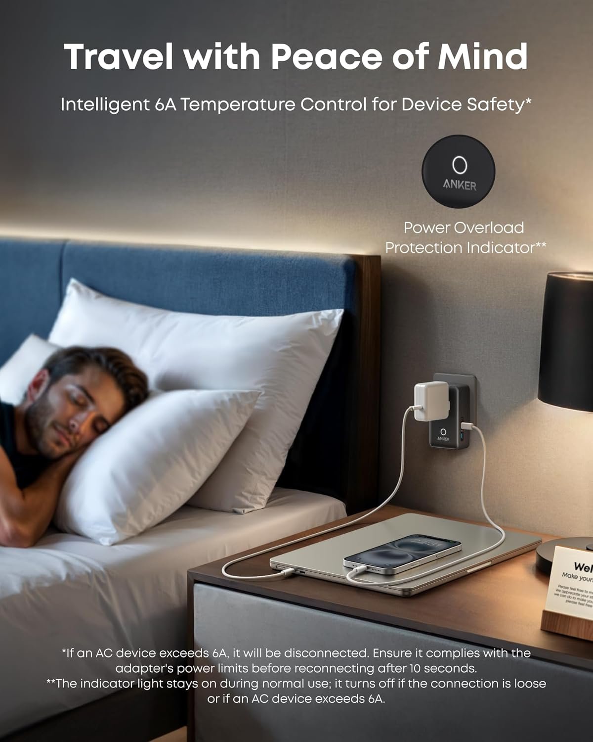 Anker Nano Travel Adapter, 5-Port Power Adapter with 1× 2-Pin AC, 2 USB A, 2 USB C for 20W, Smart Temperature Control, Works in 200+ Countries, Not a Voltage Converter, Travel Essentials (1-Pack) - Image 7