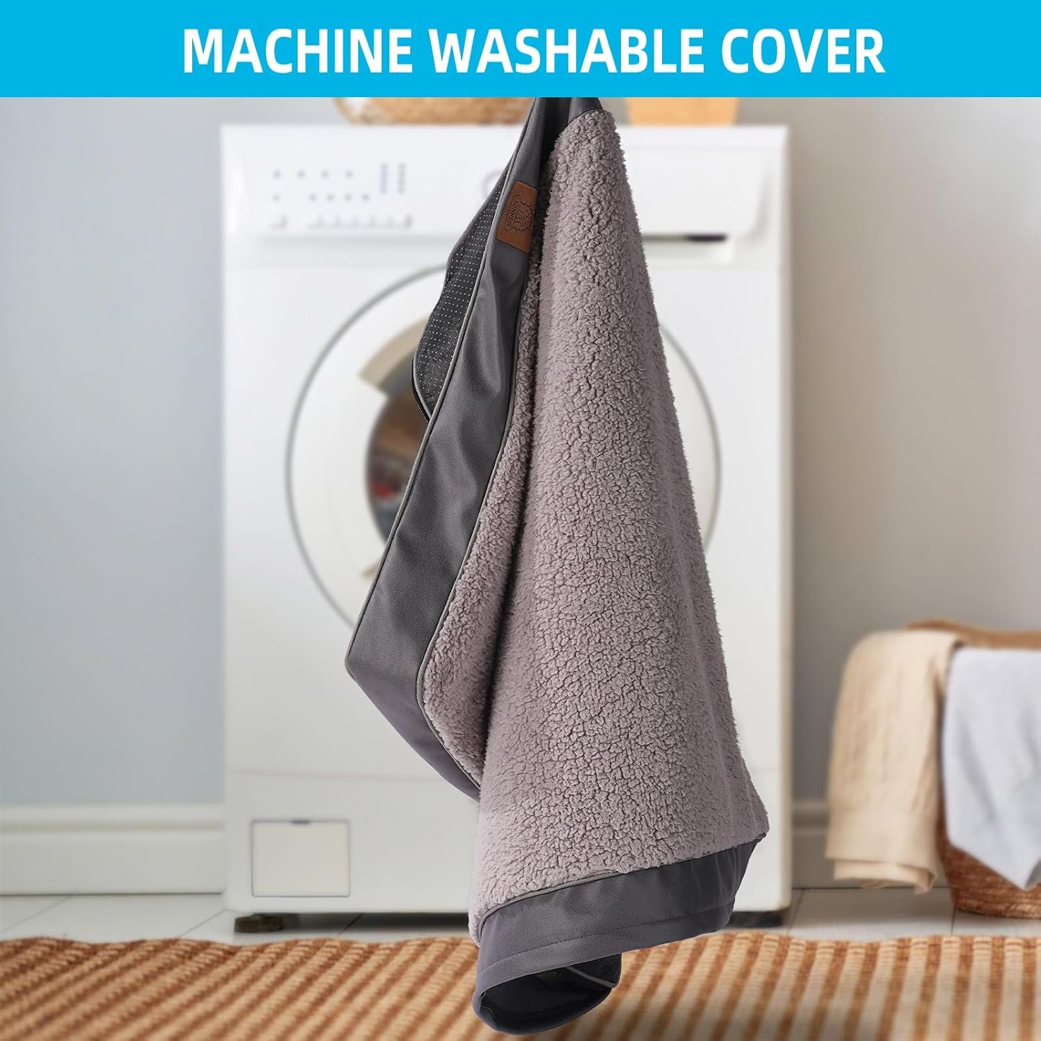 Sunheir Orthopedic Dog Bed for Large Dogs - Big Waterproof Dog Crate Bed with Removable Washable Cover, Egg Crate Foam Support, Anti-Slip Bottom, Deluxe Plush Pet Bed Mat (Grey) - Image 4