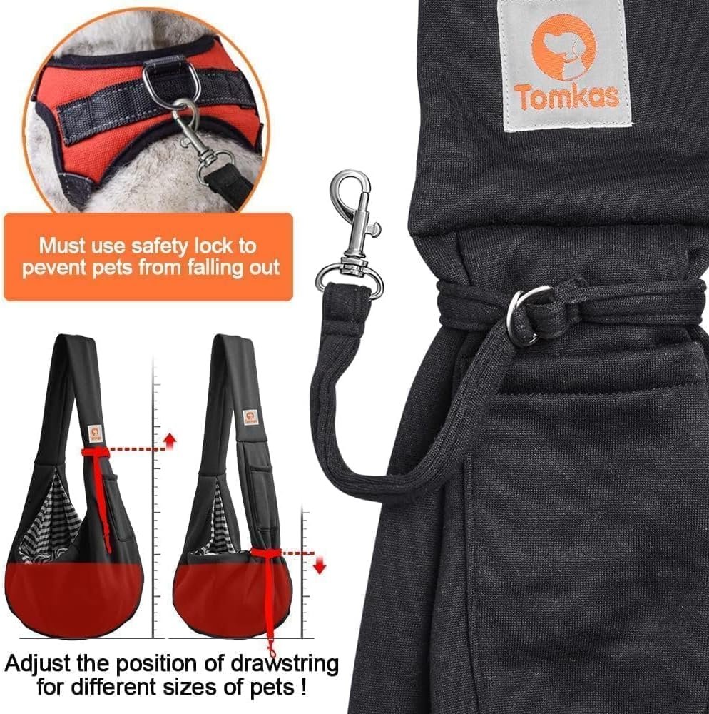 Tomkas Small Dog Sling Carrier - Classic Pocket & Classic Strap - Wrap Carrier - for 3-10 lbs Pets(Black) - Image 7