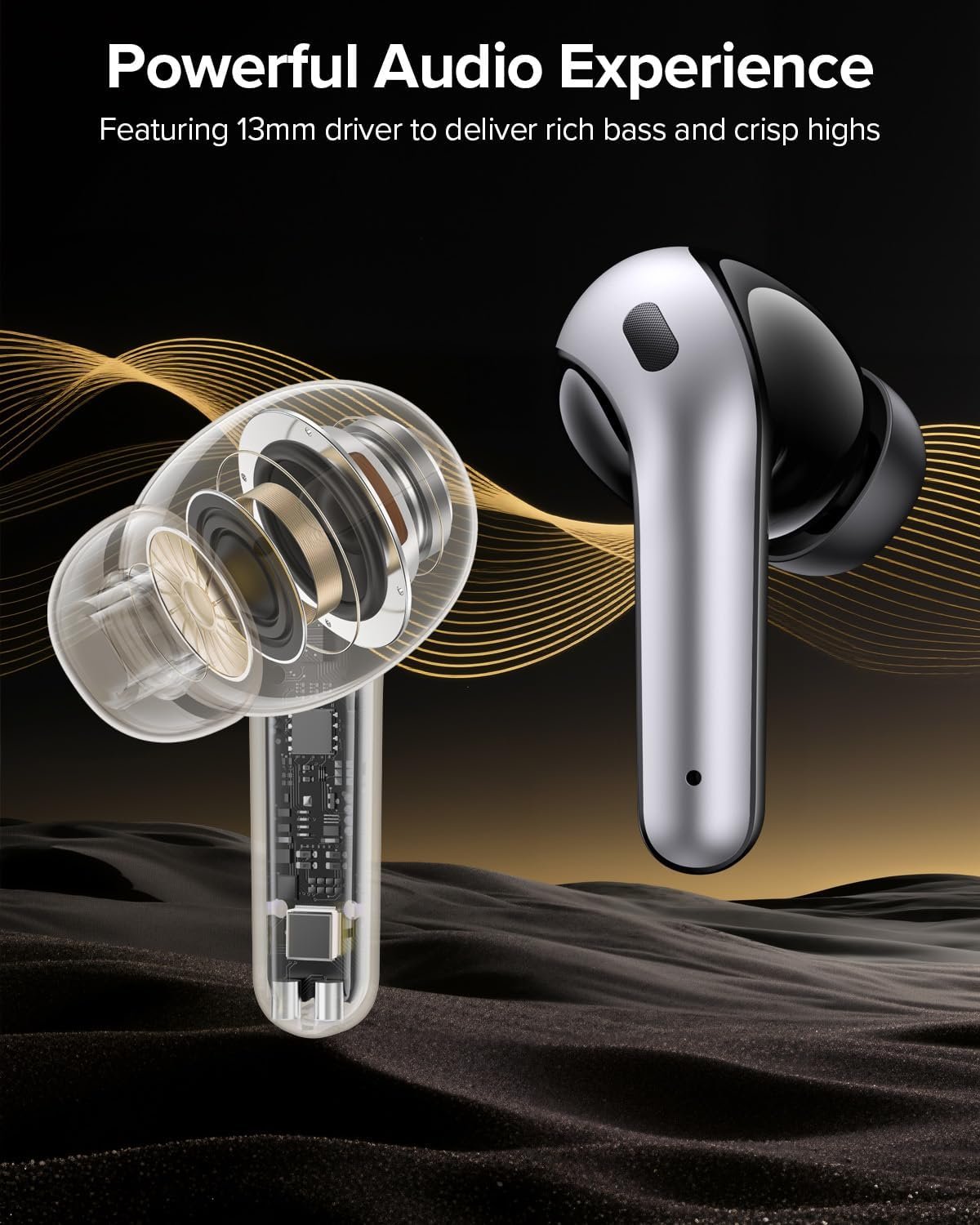 TAGRY Bluetooth Headphones True Wireless Earbuds 60H Playback LED Power Display Earphones with Wireless Charging Case IPX5 Waterproof in-Ear Ear buds with Mic for TV Smart Phone Laptop Computer Sports - Image 5