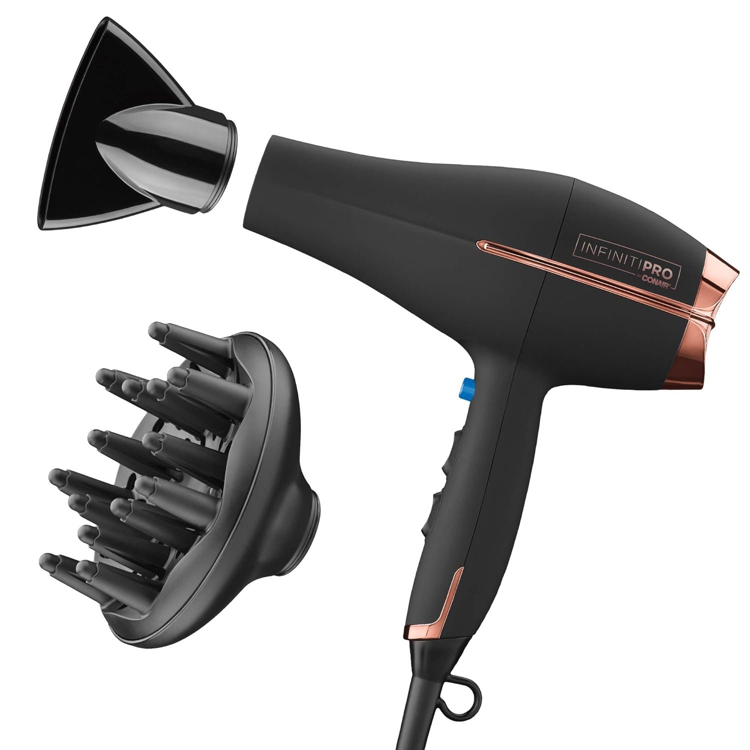 INFINITI PRO by CONAIR Hair Dryer, 1875W Blow Dryer with Diffuser and Concentrator, Ceramic Technology, 3 Heat & 2 Speed Settings, Cold Shot Button, Black - Image 2