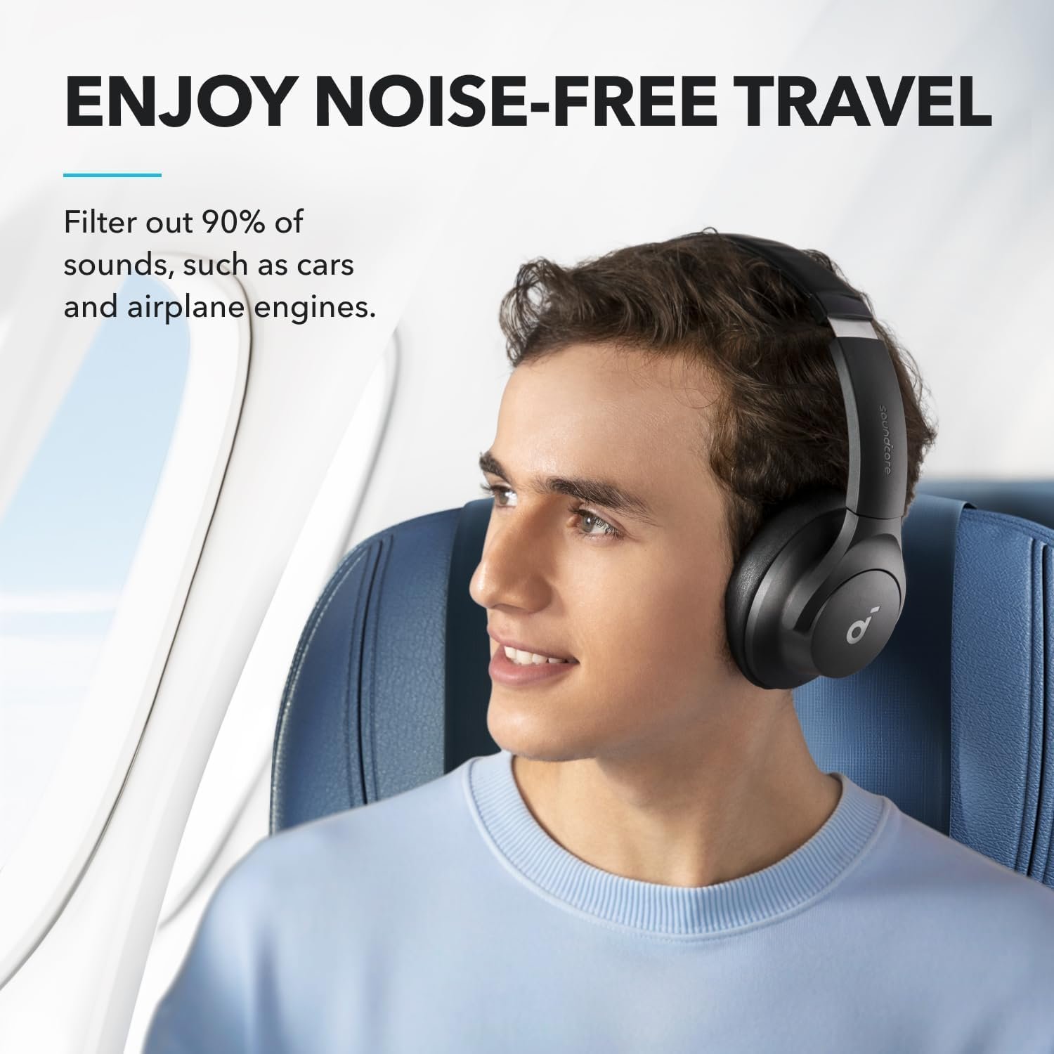 Soundcore by Anker Q20i Hybrid Active Noise Cancelling Headphones, Wireless Over-Ear Bluetooth, 40H Long ANC Playtime, Hi-Res Audio, Big Bass, Customize via an App, Transparency Mode - Image 3