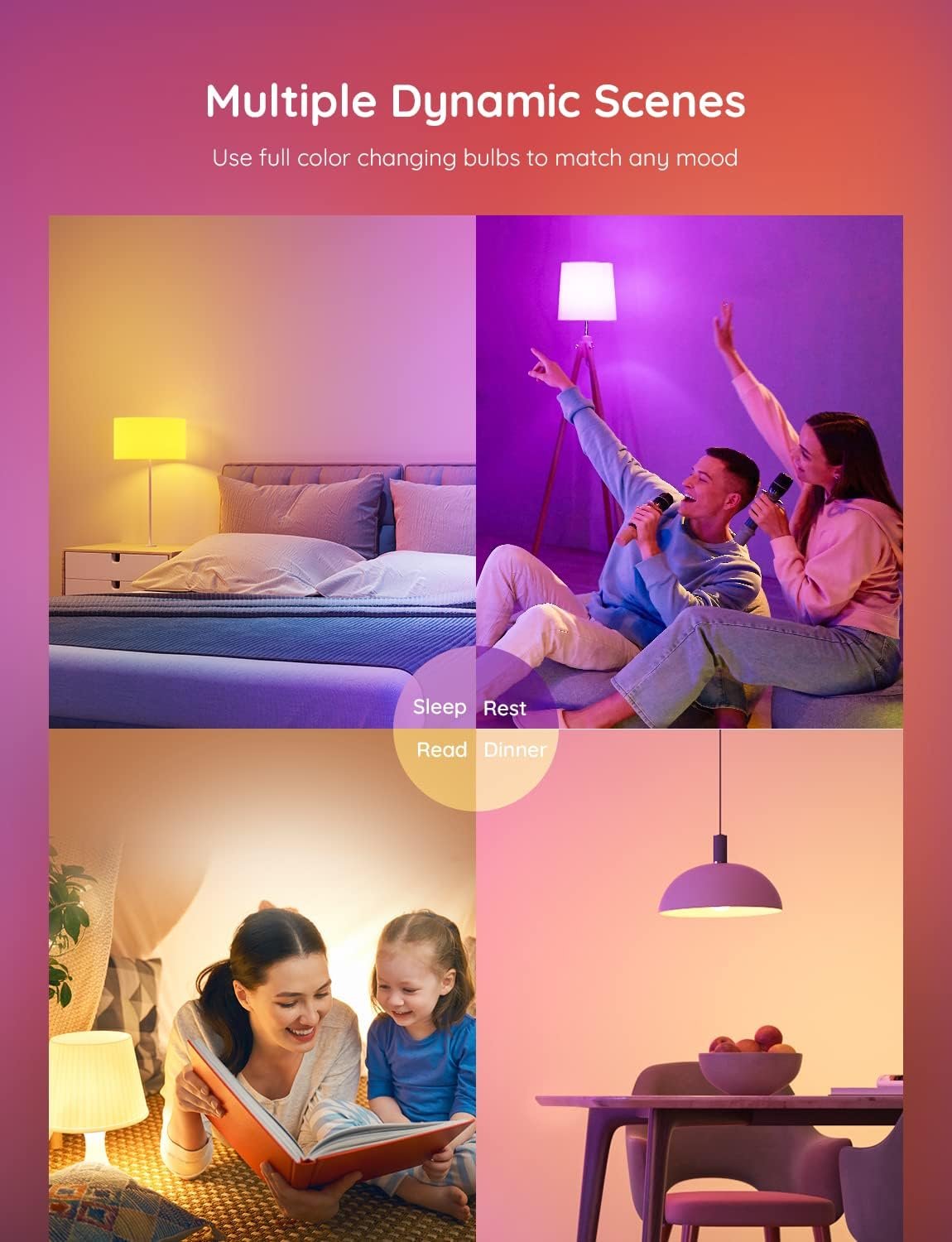 Govee Smart Light Bulbs, Color Changing Light Bulb, Work with Alexa and Google Assistant, 16 Million Colors RGBWW, WiFi & Bluetooth LED Light Bulbs, Music Sync, A19, 800 Lumens, 4 Pack - Image 8