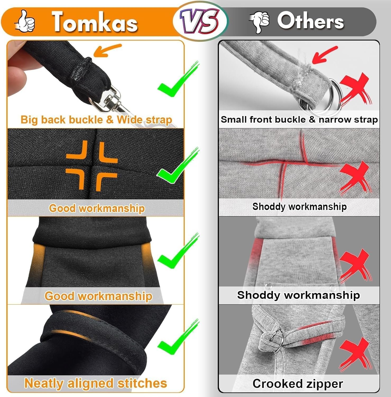 Tomkas Small Dog Sling Carrier - Classic Pocket & Classic Strap - Wrap Carrier - for 3-10 lbs Pets(Black) - Image 6