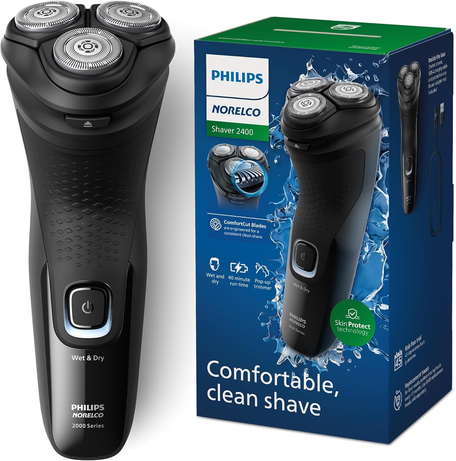 Philips Norelco Shaver 2400 Series, Wet and Dry Electric Shaver, Pop-up Trimmer, P-Cap, Deep Black, Model X3001/90 - Image 2