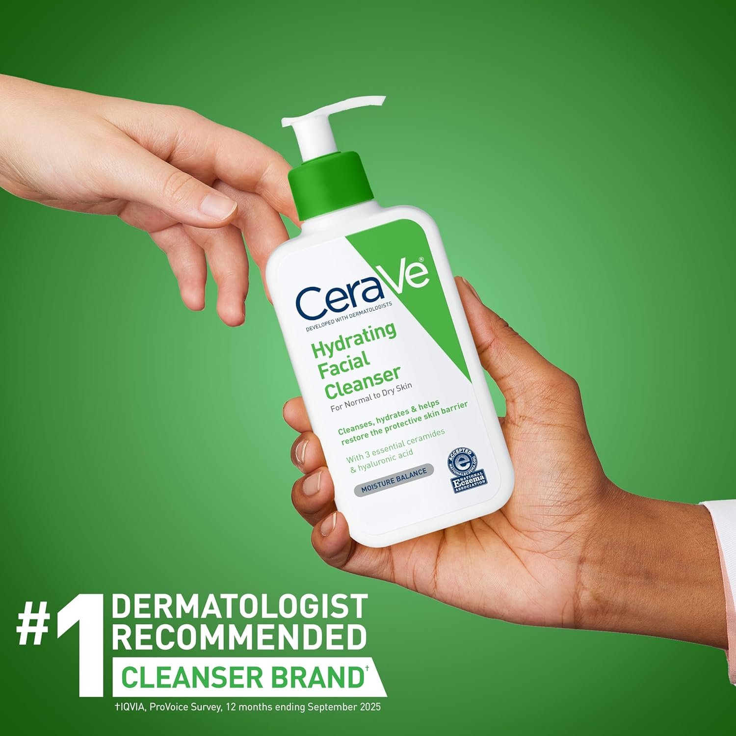 CeraVe Hydrating Facial Cleanser, Moisturizing Face Wash For Dry Skin, Hyaluronic Acid + Ceramides + Glycerin, Hydrating Cleanser For Normal To Dry Skin, National Eczema Association Certified - Image 7