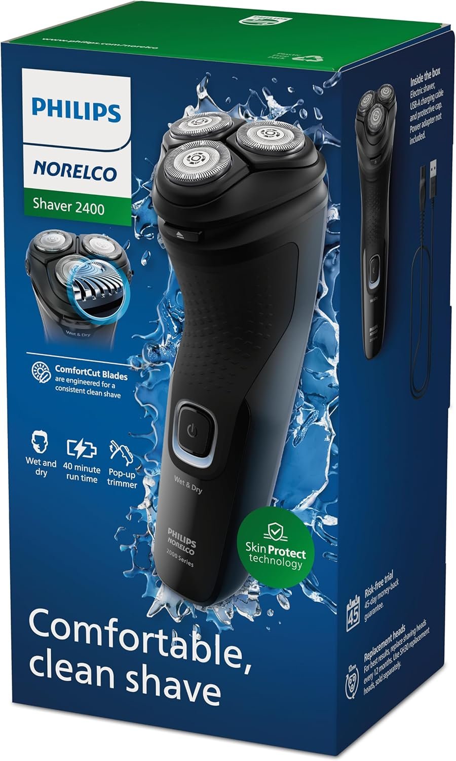 Philips Norelco Shaver 2400 Series, Wet and Dry Electric Shaver, Pop-up Trimmer, P-Cap, Deep Black, Model X3001/90 - Image 13