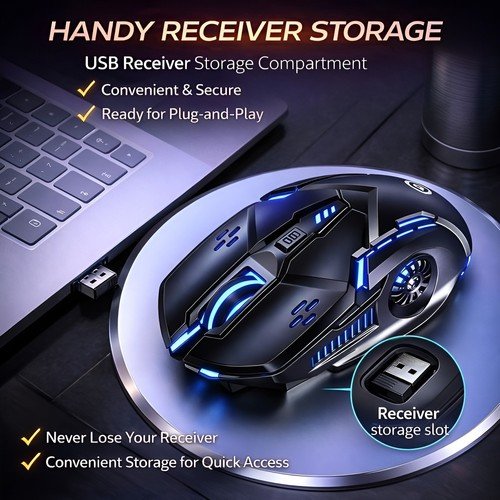 Buy Wireless Gaming Mouse Silent RGB Rechargeable LED Optical USB Mouse – Best Price & Deal - Image 5
