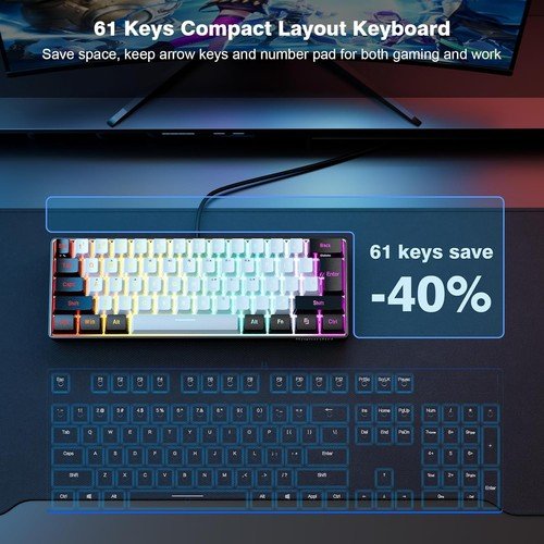 Buy 60% Wired Gaming Keyboard 61 Keys RGB Backlit Ultra-Compact Small for PC Mac – Best Price & Deal - Image 18