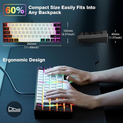 Buy 60% Wired Gaming Keyboard 61 Keys RGB Backlit Ultra-Compact Small for PC Mac – Best Price & Deal - Image 20