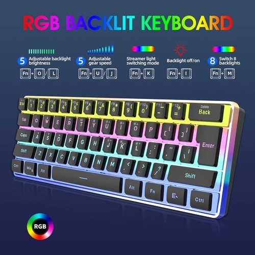 Buy 60% Wired Gaming Keyboard 61 Keys RGB Backlit Ultra-Compact Small for PC Mac – Best Price & Deal - Image 25