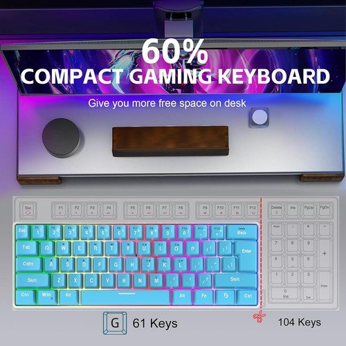 Buy 60% Wired Gaming Keyboard 61 Keys RGB Backlit Ultra-Compact Small for PC Mac – Best Price & Deal - Image 31