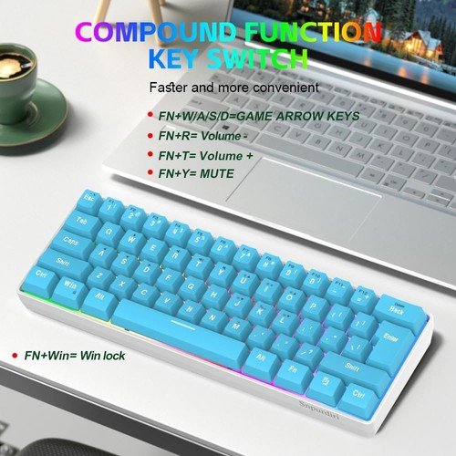 Buy 60% Wired Gaming Keyboard 61 Keys RGB Backlit Ultra-Compact Small for PC Mac – Best Price & Deal - Image 33