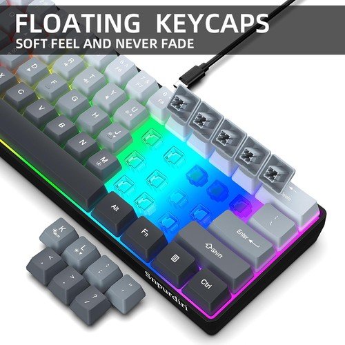 Buy 60% Wired Gaming Keyboard 61 Keys RGB Backlit Ultra-Compact Small for PC Mac – Best Price & Deal - Image 51