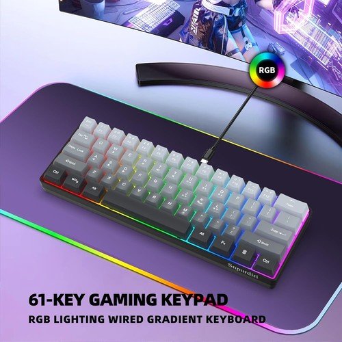 Buy 60% Wired Gaming Keyboard 61 Keys RGB Backlit Ultra-Compact Small for PC Mac – Best Price & Deal - Image 53