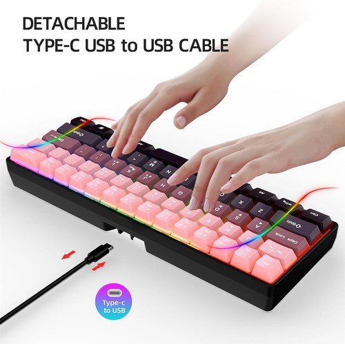 Buy 60% Wired Gaming Keyboard 61 Keys RGB Backlit Ultra-Compact Small for PC Mac – Best Price & Deal - Image 62