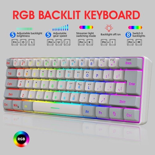 Buy 60% Wired Gaming Keyboard 61 Keys RGB Backlit Ultra-Compact Small for PC Mac – Best Price & Deal - Image 66