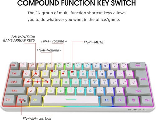Buy 60% Wired Gaming Keyboard 61 Keys RGB Backlit Ultra-Compact Small for PC Mac – Best Price & Deal - Image 67