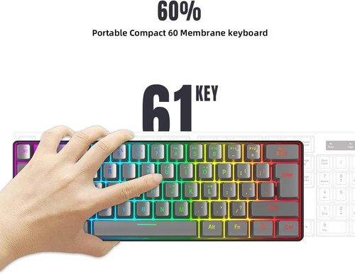 Buy 60% Wired Gaming Keyboard 61 Keys RGB Backlit Ultra-Compact Small for PC Mac – Best Price & Deal - Image 74