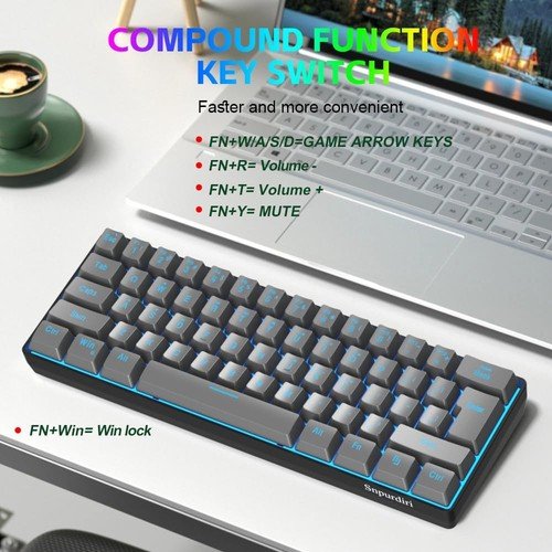Buy 60% Wired Gaming Keyboard 61 Keys RGB Backlit Ultra-Compact Small for PC Mac – Best Price & Deal - Image 76