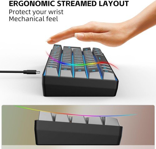 Buy 60% Wired Gaming Keyboard 61 Keys RGB Backlit Ultra-Compact Small for PC Mac – Best Price & Deal - Image 78