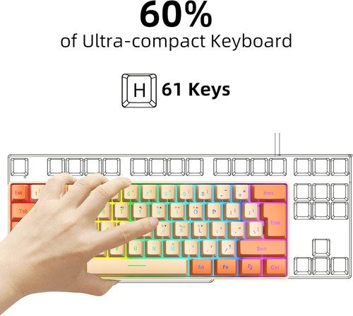 Buy 60% Wired Gaming Keyboard 61 Keys RGB Backlit Ultra-Compact Small for PC Mac – Best Price & Deal - Image 83