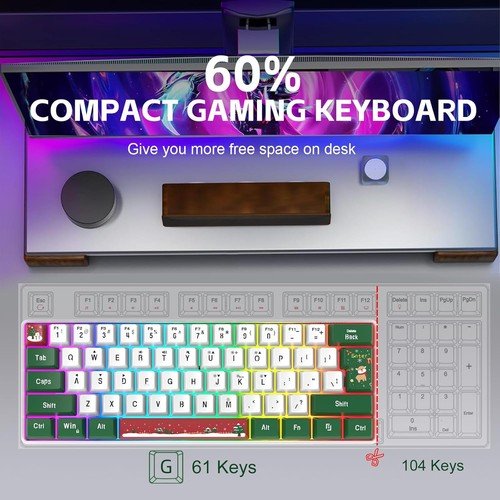 Buy 60% Wired Gaming Keyboard 61 Keys RGB Backlit Ultra-Compact Small for PC Mac – Best Price & Deal - Image 97