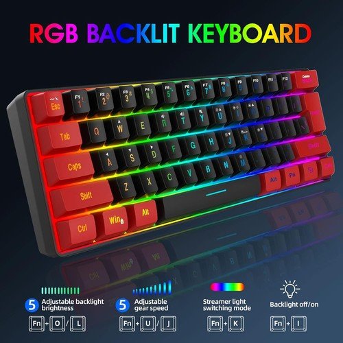 Buy 60% Wired Gaming Keyboard 61 Keys RGB Backlit Ultra-Compact Small for PC Mac – Best Price & Deal - Image 109