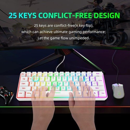 Buy 60% Wired Gaming Keyboard 61 Keys RGB Backlit Ultra-Compact Small for PC Mac – Best Price & Deal - Image 120