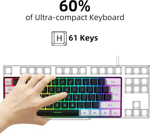 Buy 60% Wired Gaming Keyboard 61 Keys RGB Backlit Ultra-Compact Small for PC Mac – Best Price & Deal - Image 140
